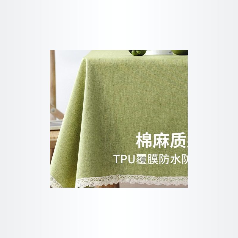 绿色棉麻桌布 防水防油餐桌布 细节图1
