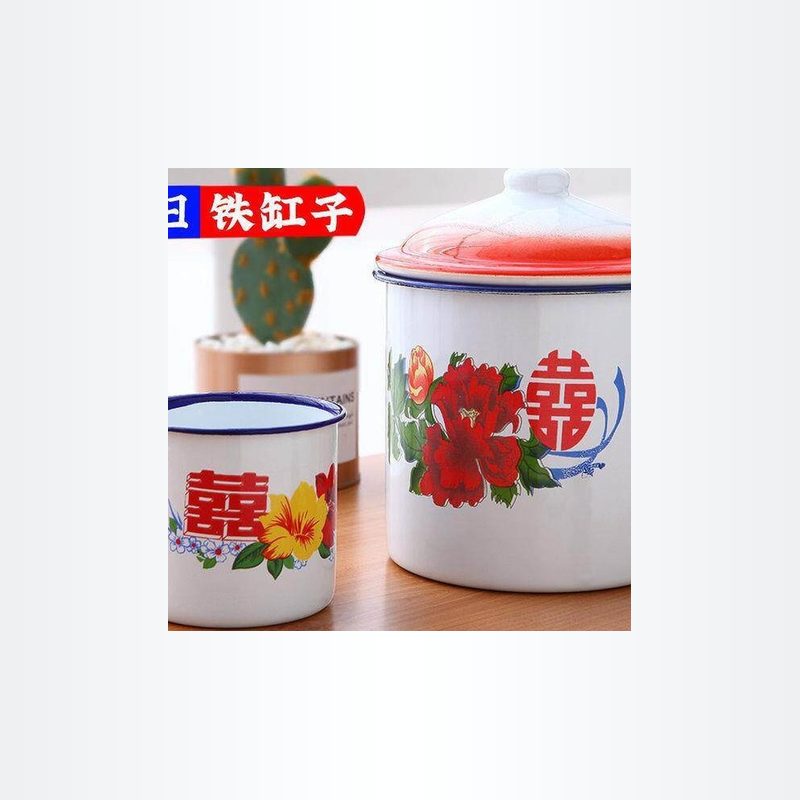怀旧搪瓷茶缸 带盖大号复古杯 细节图1